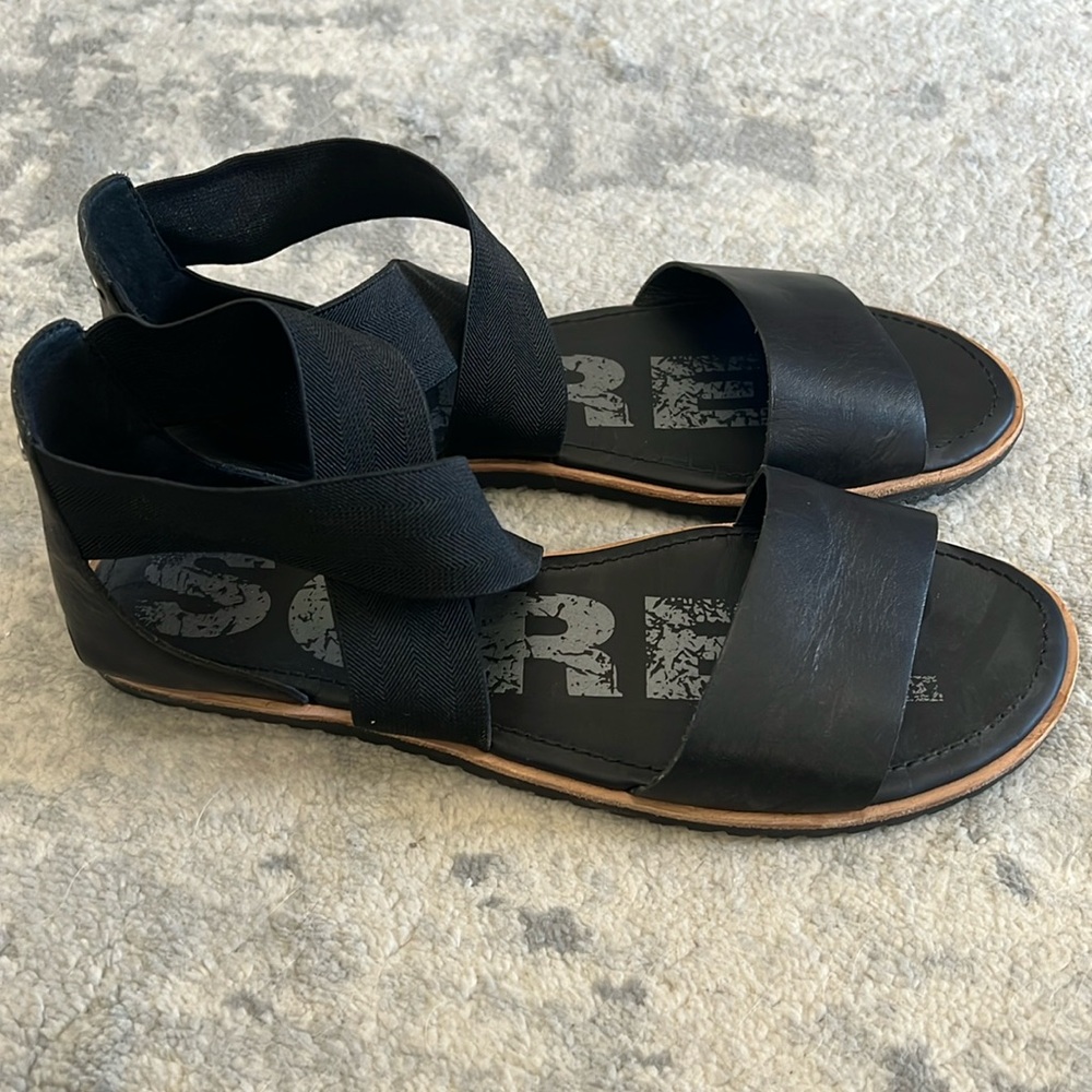 Sorel Ella Leather Sandal black women’s size 10 NWOT